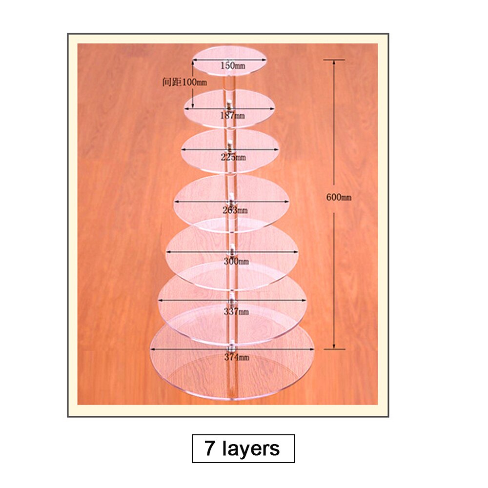 3-7 Tier Clear Acrylic Cake Stand Set Round Cupcake Stand Holder Wedding Birthday Party Cup Cake Display Stands Decorating Tools: 7 layers