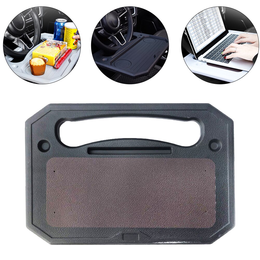Universal bil laptop skrivebord universal bil bærbar stander notebook skrivebord rat bakke bord mad drikke holder stand: Sort