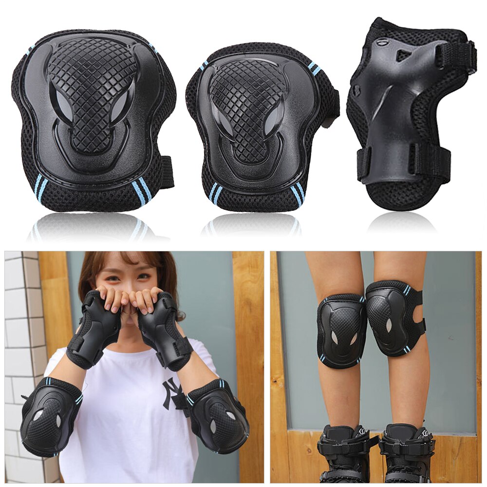 6PCS Knee Pads Elbow Pads Wrist Guards Protective Equipment Set Safety Protection Pads for Skateboard Cycling Riding For Adults
