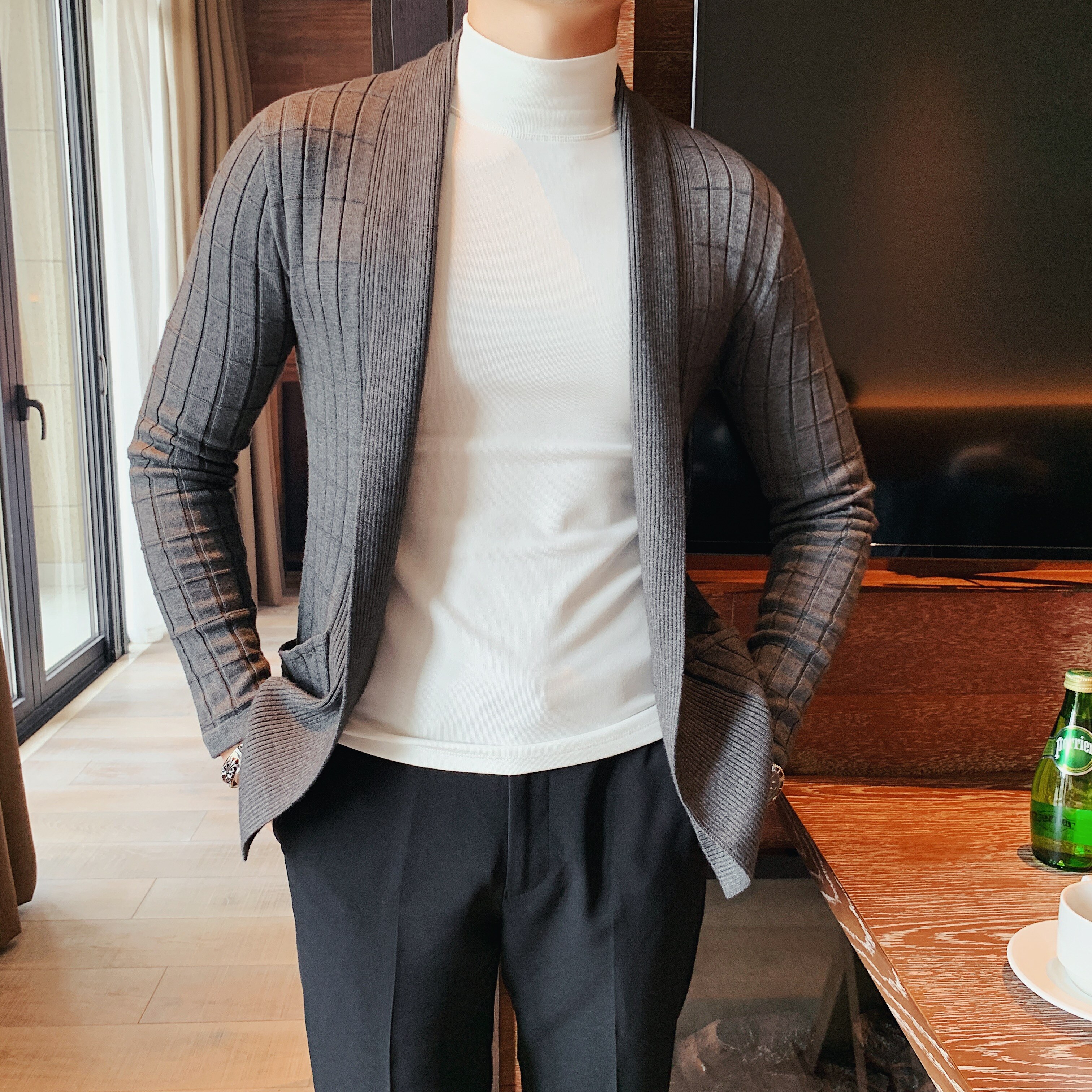 Cárdigan de manga larga para hombre, suéter – Grandado