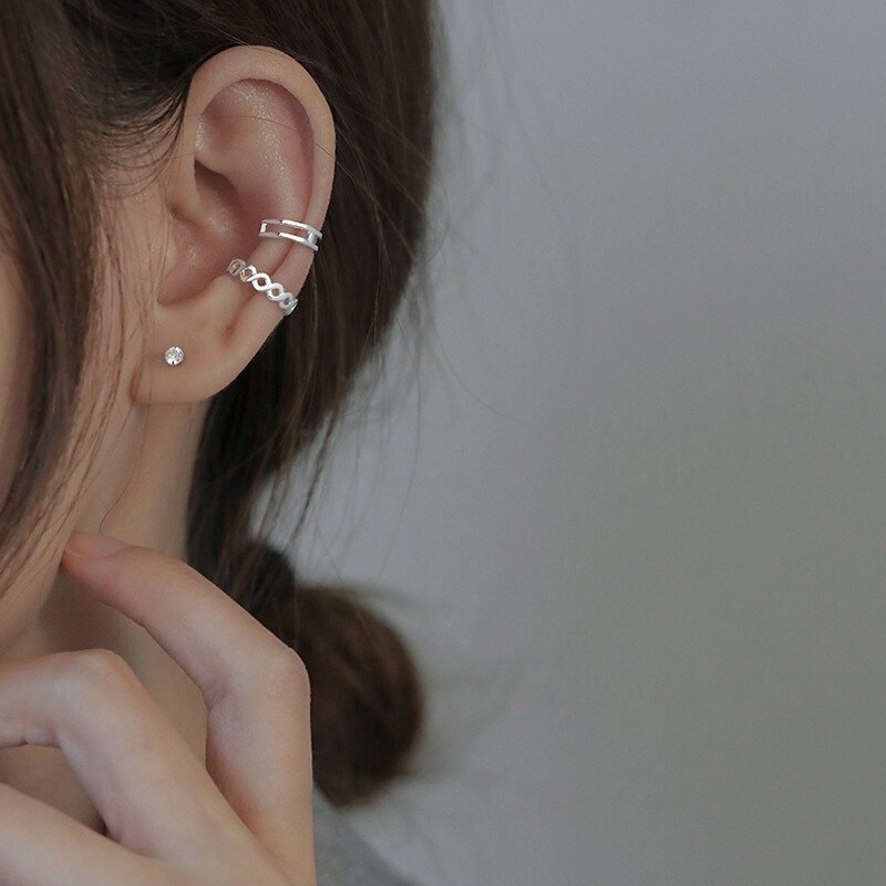 A Girl' 1 Piece Metal Ear Cuff Clip Cross Clip On Piercing Earrings for women Korea Jewelry Femme Cartilage Earcuffs