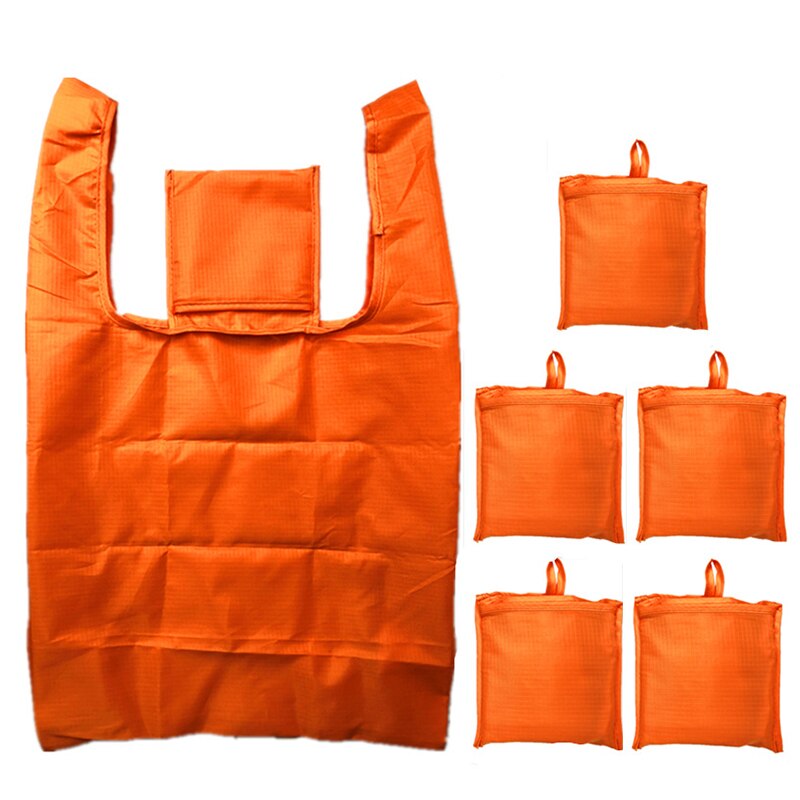 Milieubescherming Oxford Doek Bakken Waterdichte Draagbare Pure Color Grote Capaciteit Boodschappentas Herbruikbare Opvouwbare: Oranje