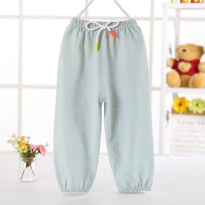12M-5T Baby Summer Candy Color Anti-Mosquito Pants Boy Girl Soft Bamboo Cotton Tie Bloomers Loose Pants Kids Spring Harem Pants