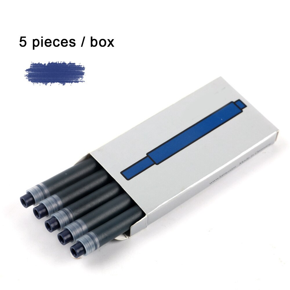 Colorful Disposable Fountain Pen Ink Compatible with All Standard Fountain Pens 5PCS for Calligraphy Writing NIN668: Blue black