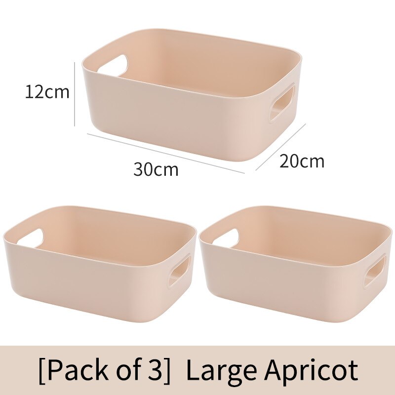 Cesta de almacenamiento de artículos diversos para estudiantes, cajas de almacenamiento para escritorio, snack, caja de almacenamiento de cosméticos de plástico, caja para ordenar la cocina del hogar: Apricot Big