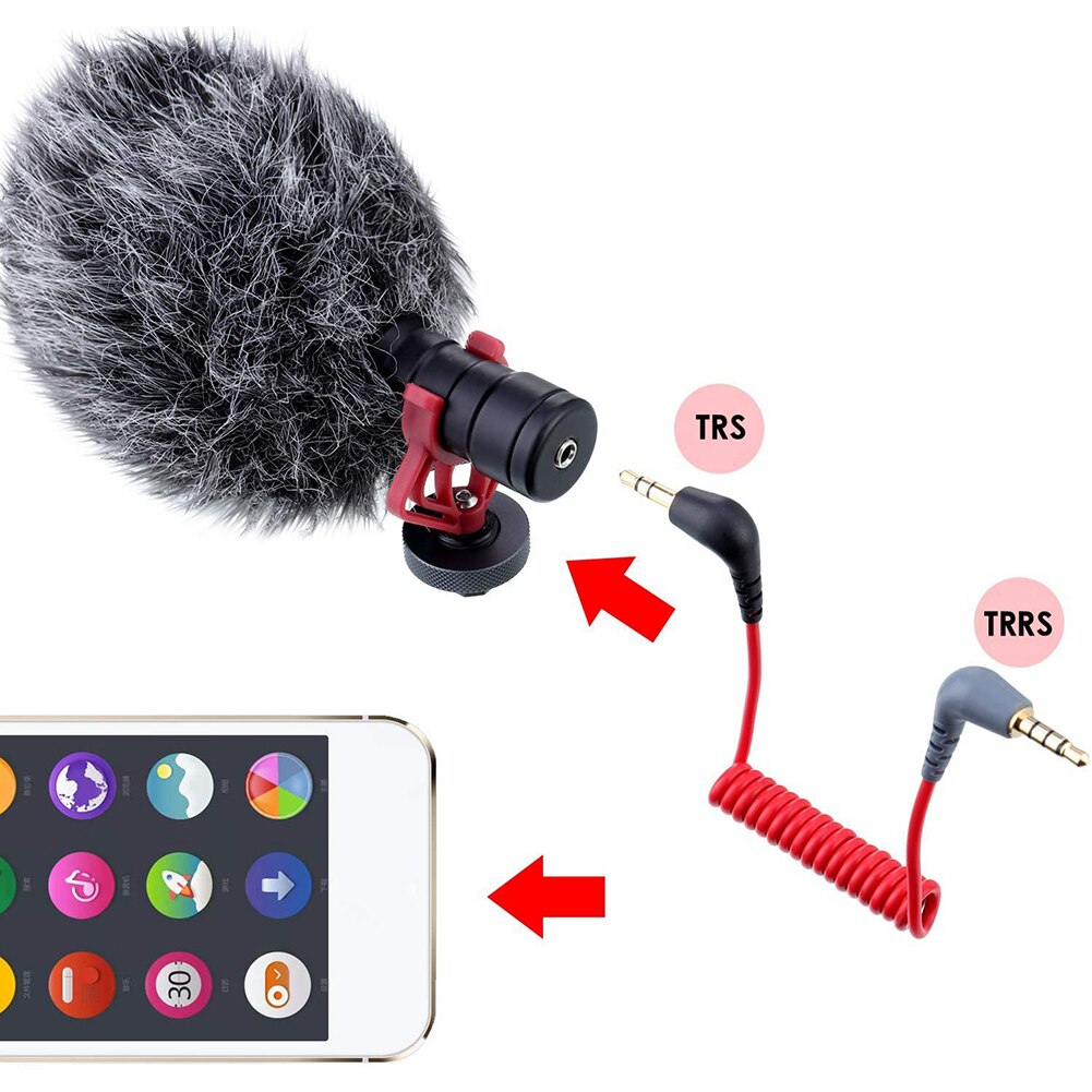 3.5mm Microphone Cord Replacement for RODE Videomic Pro+/VideoMic GO TRS to TRRS Patch Cable Microphone Accessories