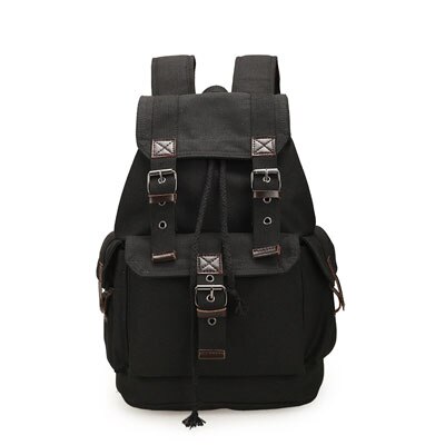 mode mannen rugzak vintage canvas rugzak schooltas mannen/Vrouwen reistassen grote capaciteit rugzak tas: black