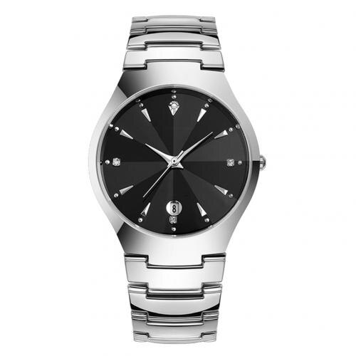 Casual par ure til kvinder mænd rund skive kalender legering forbundet rem analog quartz armbåndsur armbåndsure dame ure: Sorte mænd