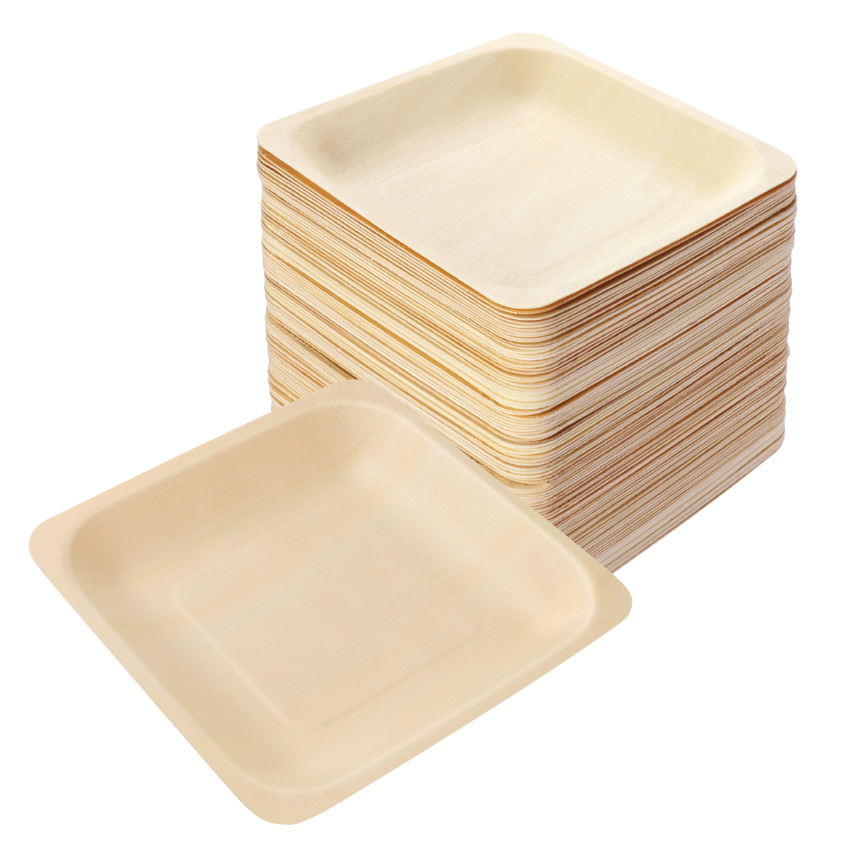 ROSENICE 100 stücke Platz Einweg Holz Platte Party Platten Geschirr für Hochzeit Restaurant Picknick Geburtstag 140x140mm: Default Title