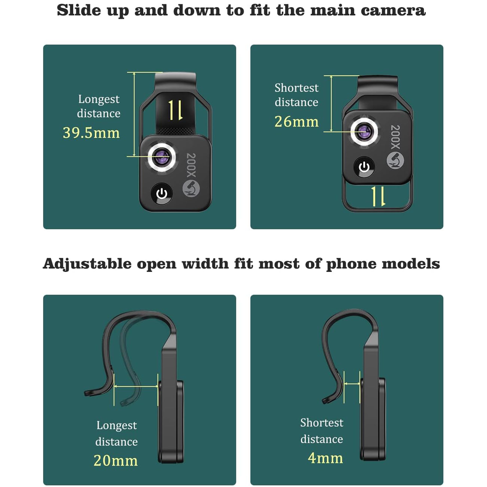200X Phone Microscope with CPL Lens/LED Light/Universal Clip for iPhone/Andriod Phone To Enjoy Microworld for Kids and Adults
