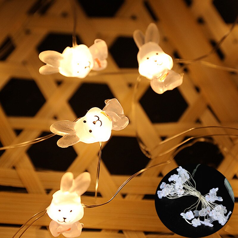 Guirlande lumineuse LED en forme de lapin, carotte, pâques, coquille de mer, lumières féeriques de la saint-valentin, pour chambre à coucher, pour enfants, fête de pâques: rabbit