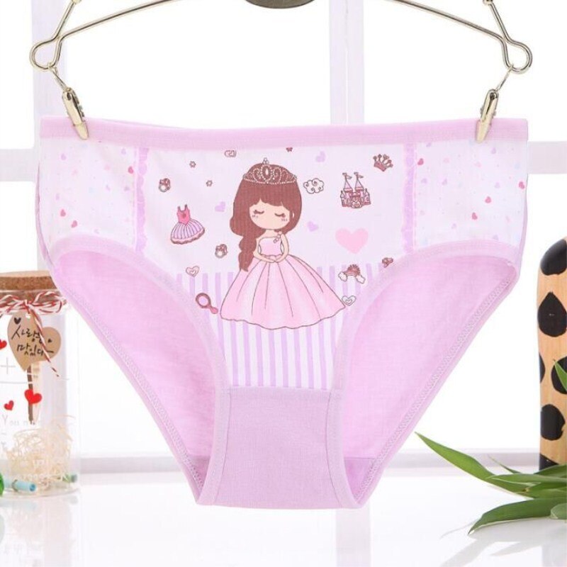 4pcs/Lot Cotton Cartoon Panties Children Underwear Briefs Girls Floral Bread Pants