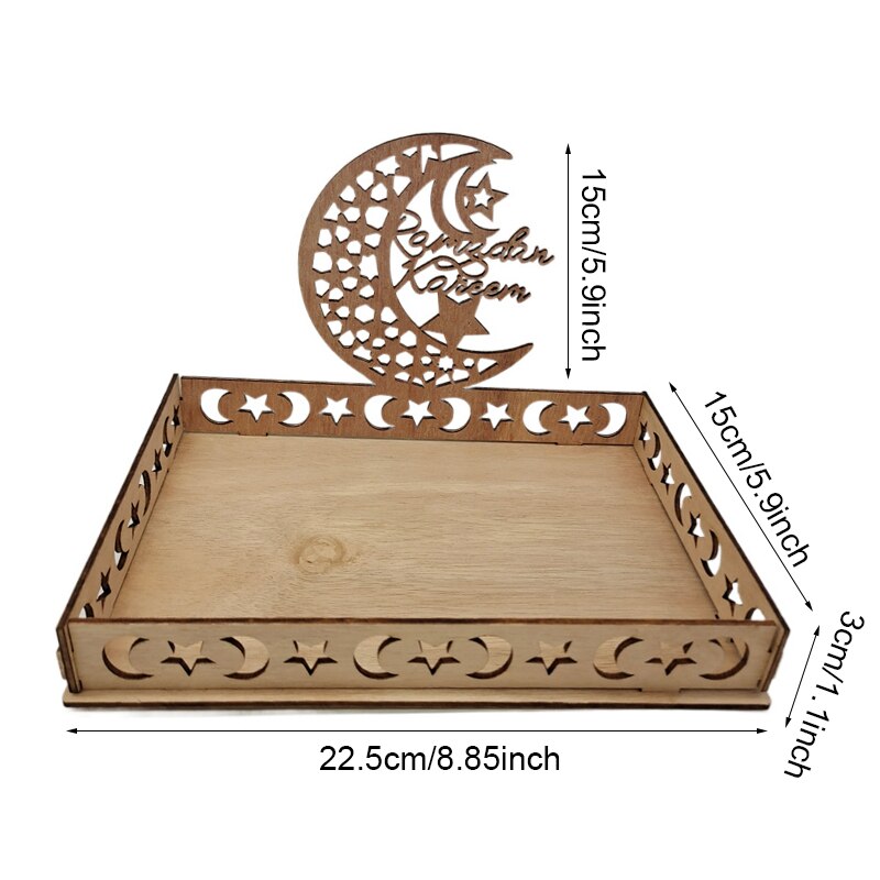 Eid Mubarak Wooden Food Tray Ornament Islamic Muslim Party Decoration For Home 2022 Ramadan Kareem Eid Al Adha Supplies: H