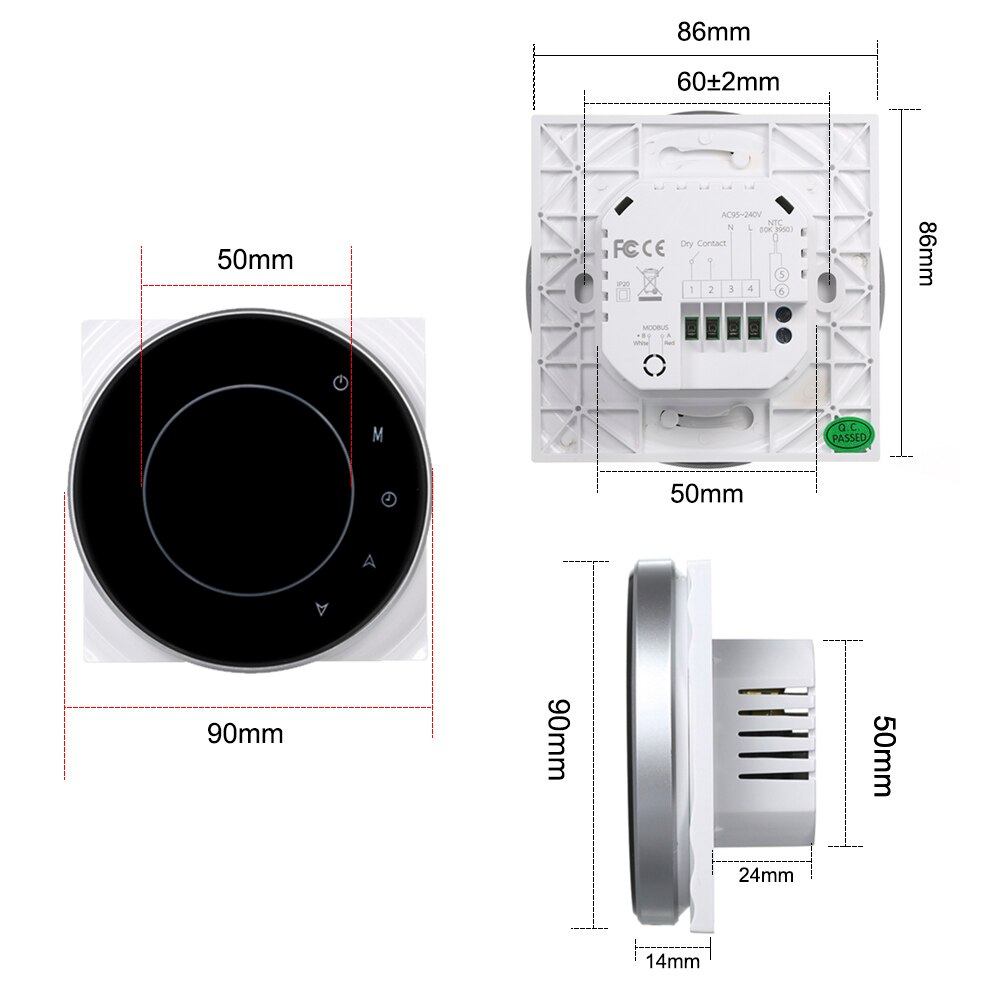 BHT-6000-GCLW Water/Gas Boiler Thermostat Backlight WIFI Weekly Programmable LCD Touch Screen Works with Alexa Google home