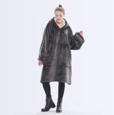 Manta cálida con mangas para invierno, 6 colores y Sudadera con capucha de felpa de 850 gramos, mantas para vestir al aire libre: gray