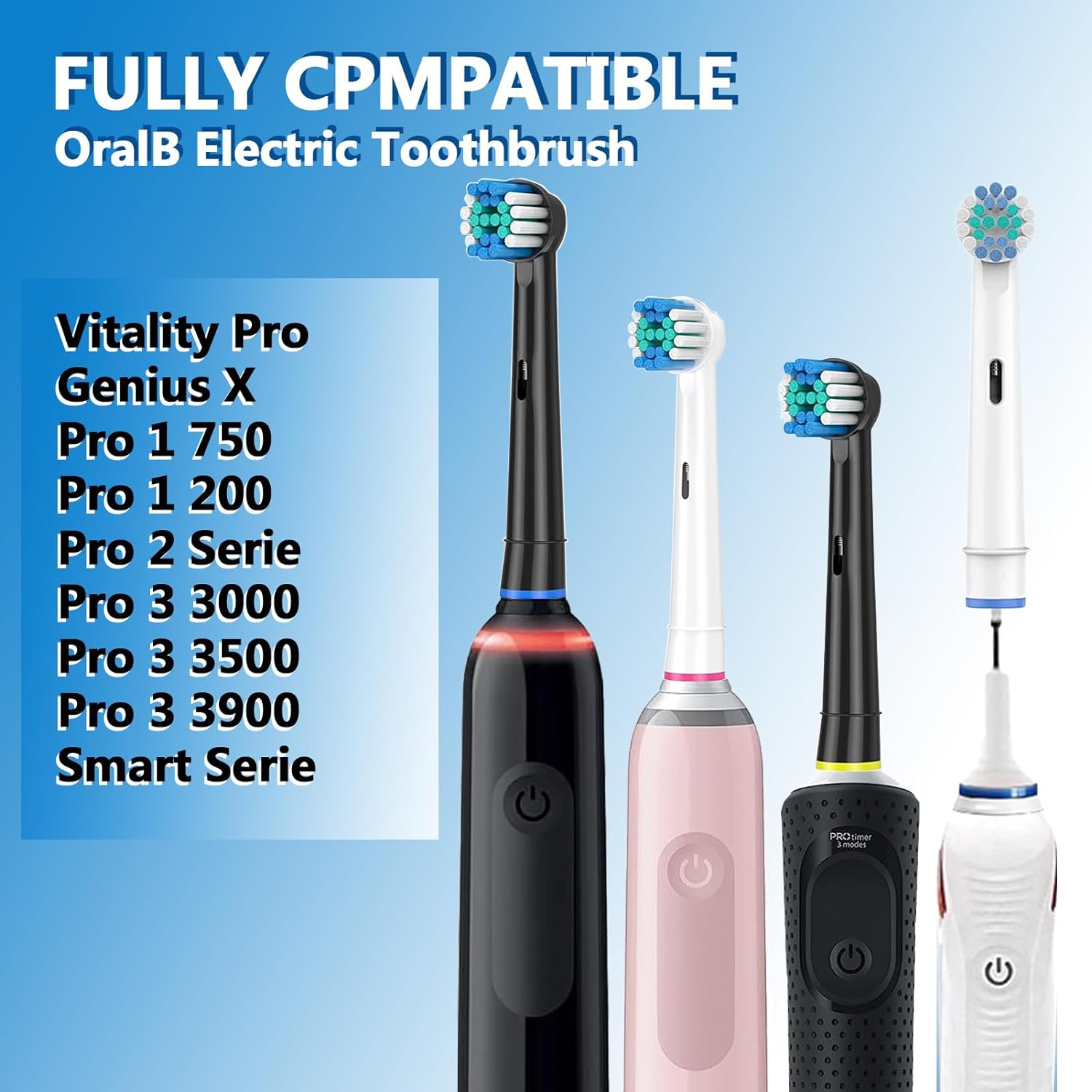 Ersatz-Zahnbürstenköpfe, kompatibel mit Oral B Braun Cross Clean, professionelle Bürstenköpfe, Düsen für Oral-B Action Pro