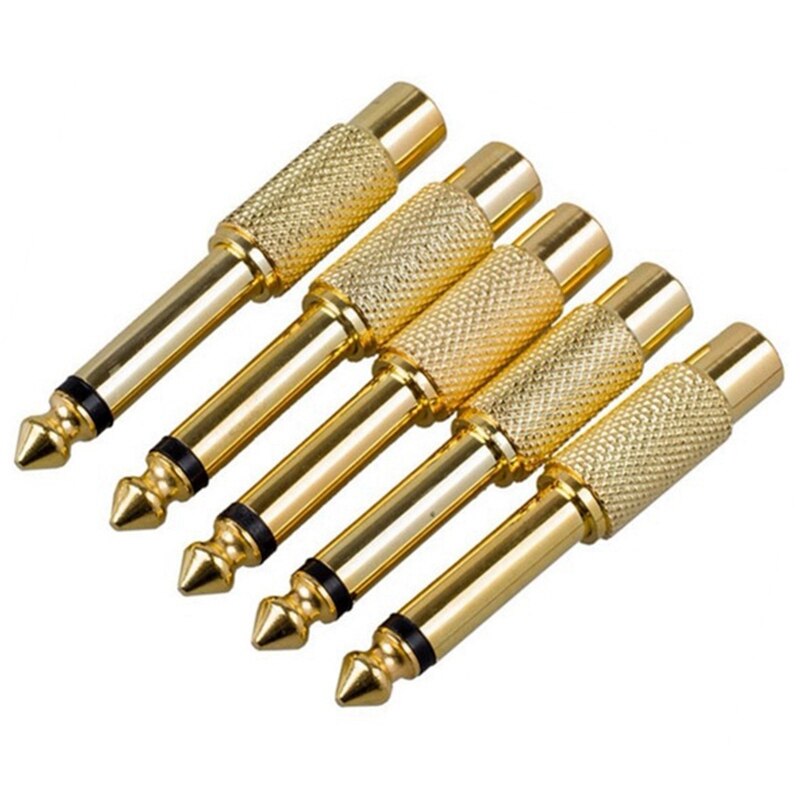 5x Gold Plated 6.35mm 1/4 Inch Male Mono Plug to RCA Female 6.5mm Jack Audio Stereo Adapter Connector Plug TS Converter Sound Mi