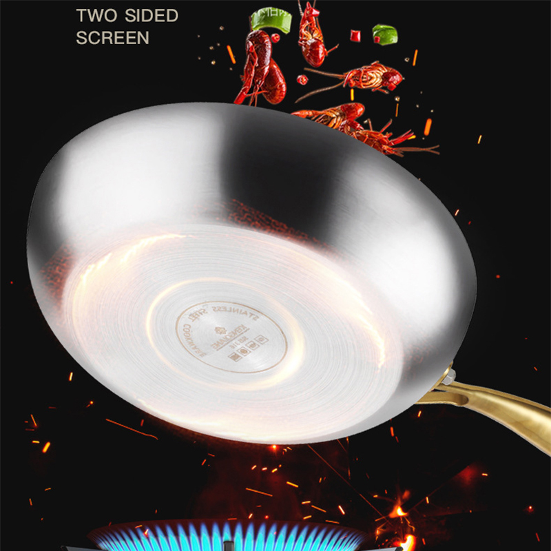 30 cm Bratpfanne Antihaft-Wok 316 Edelstahl Hausmannskost Steak Pfanne Gasherd Topf Induktion Topf Küche Kochgeschirr