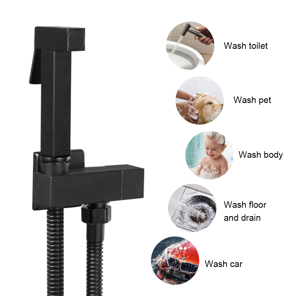 Wc Zelfreinigende Douchekop Zwart Handheld Koperen Badkamer Accessoires Bidet Spraye Set