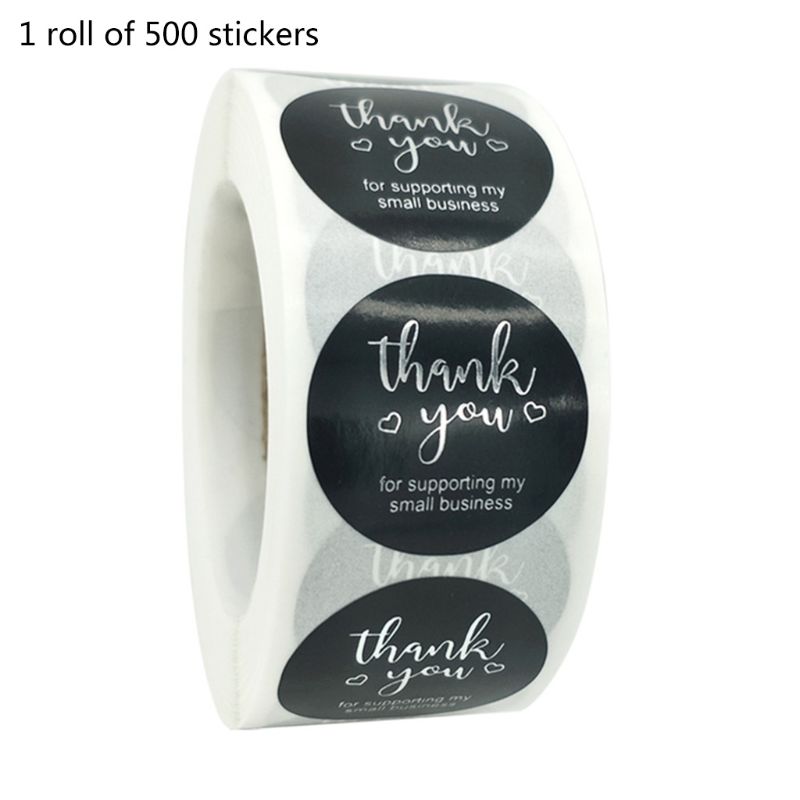 500 stuks bedankstickers van goud en zilverfolie voor een kleine winkel en bruiloft  y5le: 4