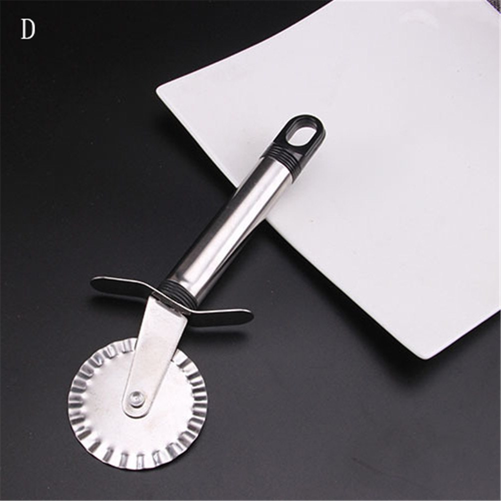 Dubbele Roller Pizza Mes Cutter Gebak Pasta Deeg Crimper 4 Patronen Keuken Pizza Hulpmiddel Pizza Cutter Rvs: D