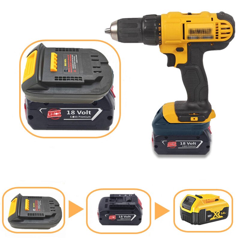 Bs18dl batteri adapter til bosch 18v batteri bruk til dewalt 18v/20v li-ion batteri elverktøy 4- pin omformer