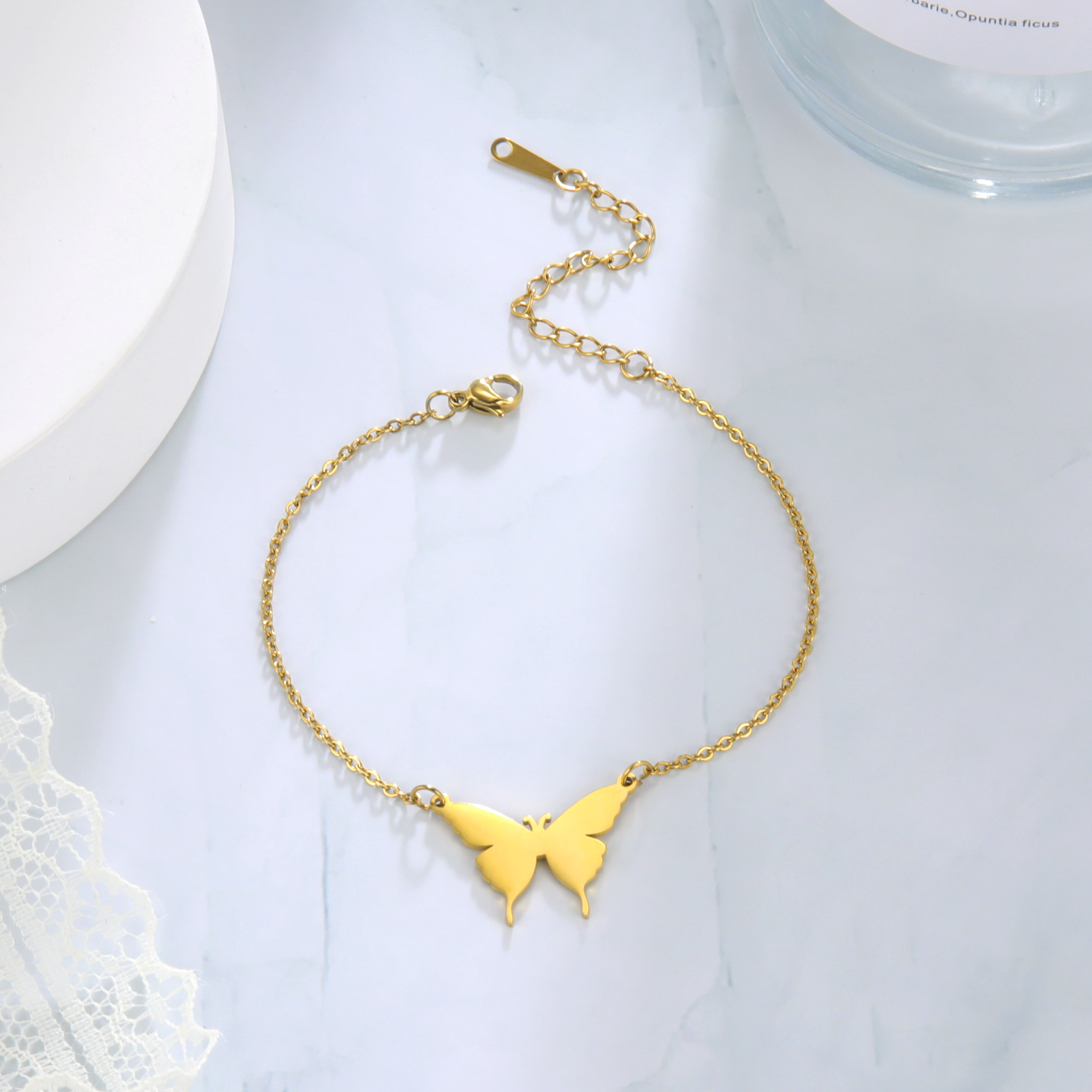 Vrouwen Verstelbare Armband Vlinder Hanger Armband Roestvrij Staal Voor Vrouwen Mode-sieraden Bruidsmeisje