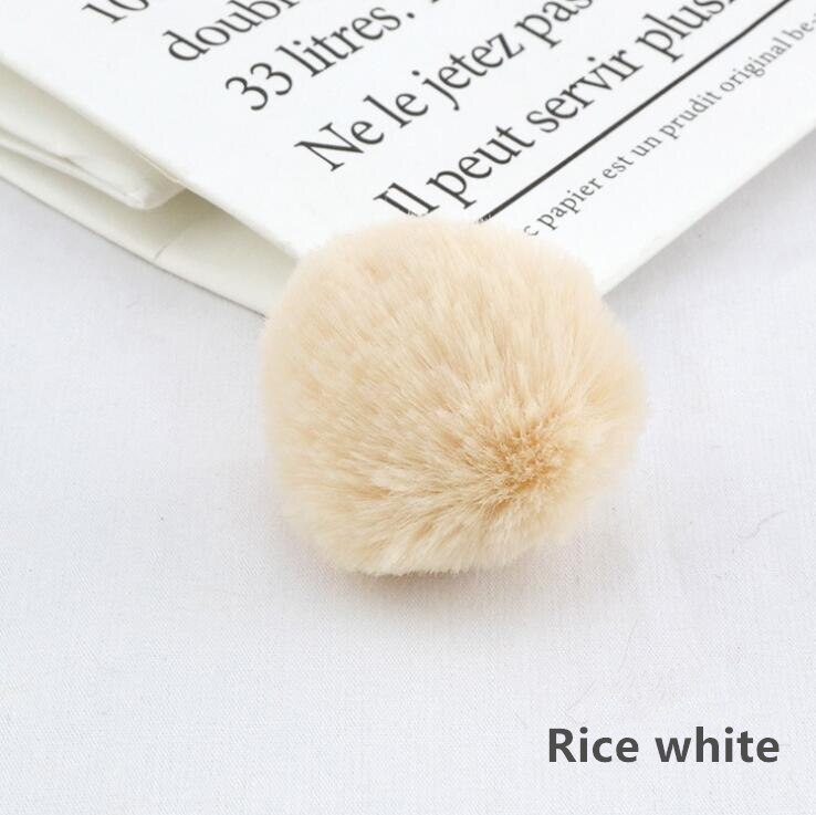 20 stks/partij 3.5cm Faux Fur PomPom DIY Konijn Haarwortel Tas pom pom Bal sleutelhanger Voor Vrouwen Auto haarspeld Zak Sleutelhanger Hoofddeksels: rice white