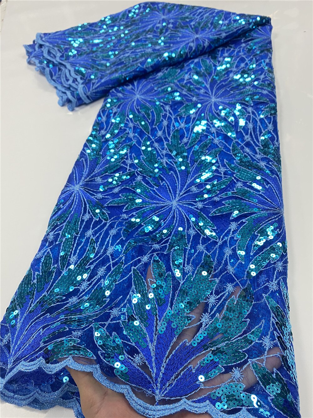 African Lace Fabric Lace French Tulle Lace Nigerian Embroidered Lace Fabrics With Sequins For Women YA3511B-5