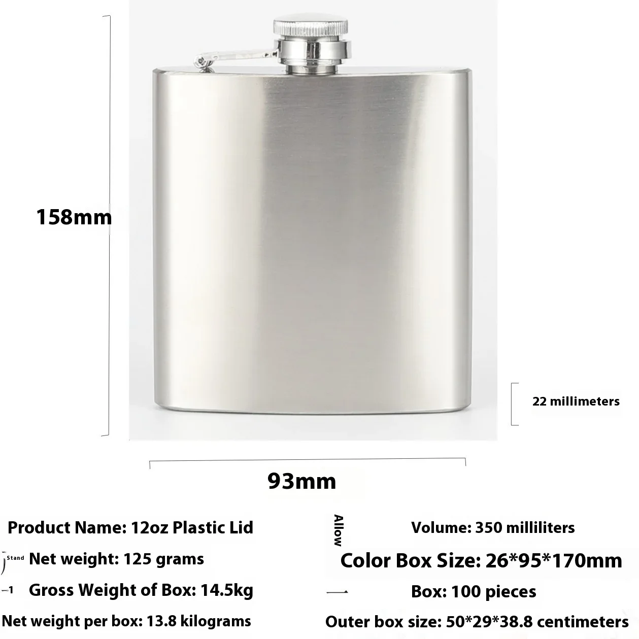 4-12 Oz Rvs Heupfles Met Trechter Pocket Heupfles Alcohol Whiskey Heupfles Schroefdop: Black