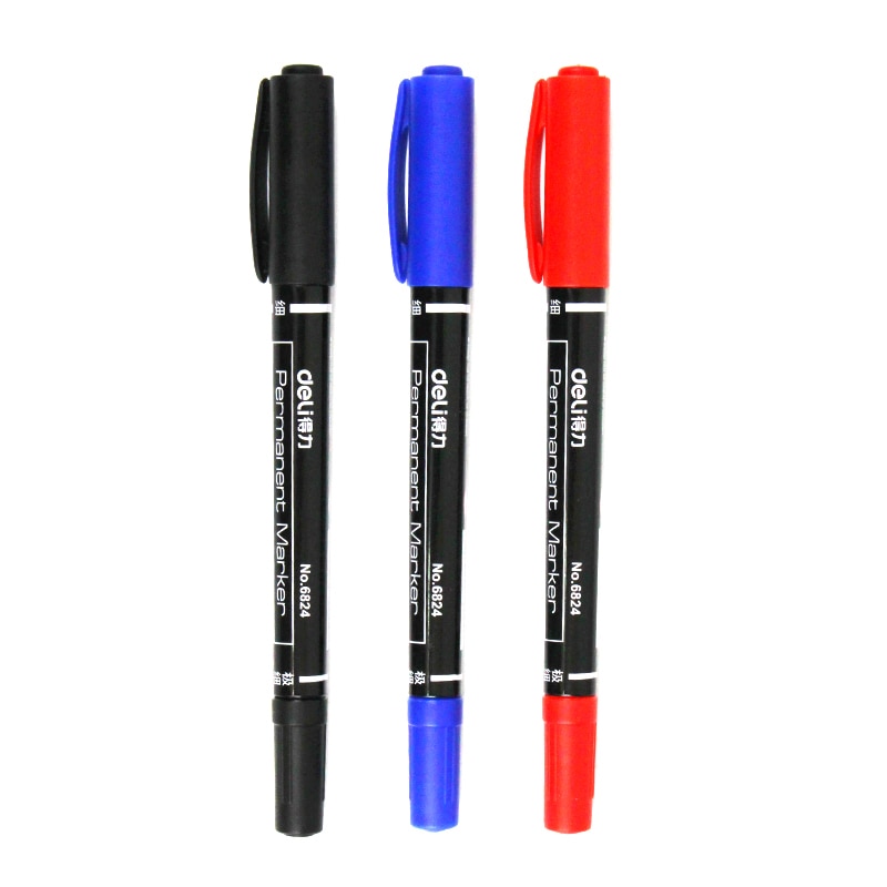 0.5/1mm Dual Double Tip Waterproof Pens Fast Dry Permanent Marker Environmental Ink two side smooth writing Stationery