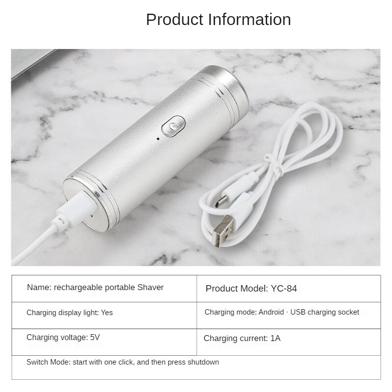 Electric Men's Razor Vibrato Sonic Boom Portable Travel Home Washing Shaving USB Mini Razor