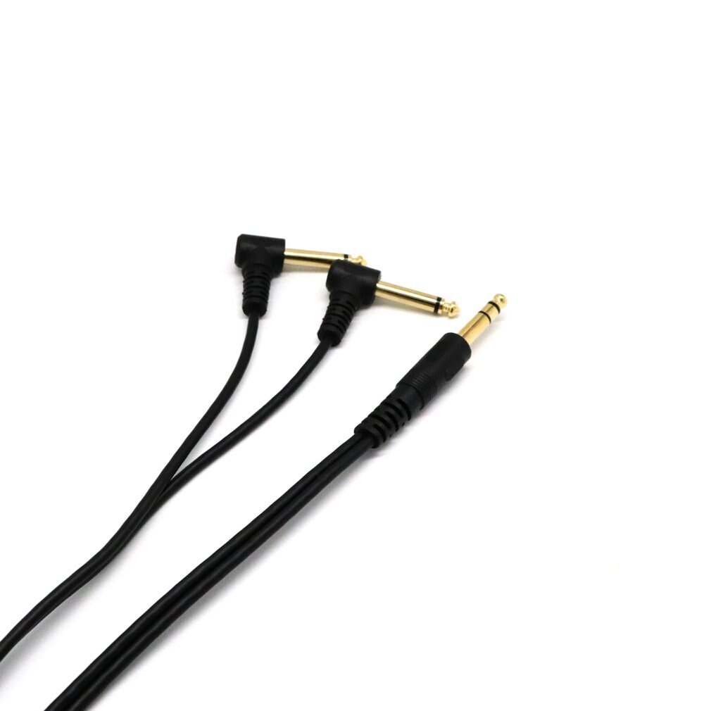 Guitar Y Cable 5 Feet Gold Plated 6.35mm Male TRS Stereo to Dual 2 x 6.35mm Male TS Mono Right Angle Y Splitter Audio Cable