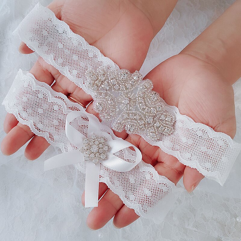 2pcs/set Wedding Garters Lace Embroidery Floral Sexy Garters For Women/Bride Thigh Ring Bridal Elastic Leg Garter