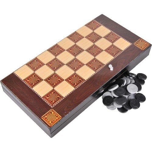 Parelmoer Plated Big Size Voor Backgammon Set Hout Backgammon Board Mannen Schaken Checkers Bordspel Backgammon Checkers met Externe