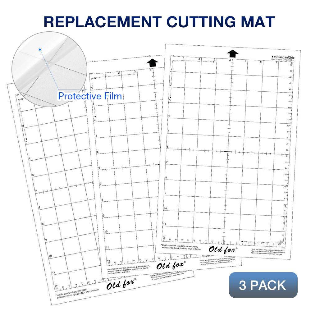 3Pcs Replacement Cutting Mat Transparent Adhesive Mat with Measuring Grid 8 by 12 Inch for Silhouette Cameo Plotter Machine