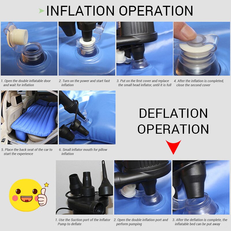 Car Inflatable Bed Flocking Cloth Seat Back Bed for Travel Kids Sleep Rest Outdoor Indoor Multi-functional Inflatable Mattress