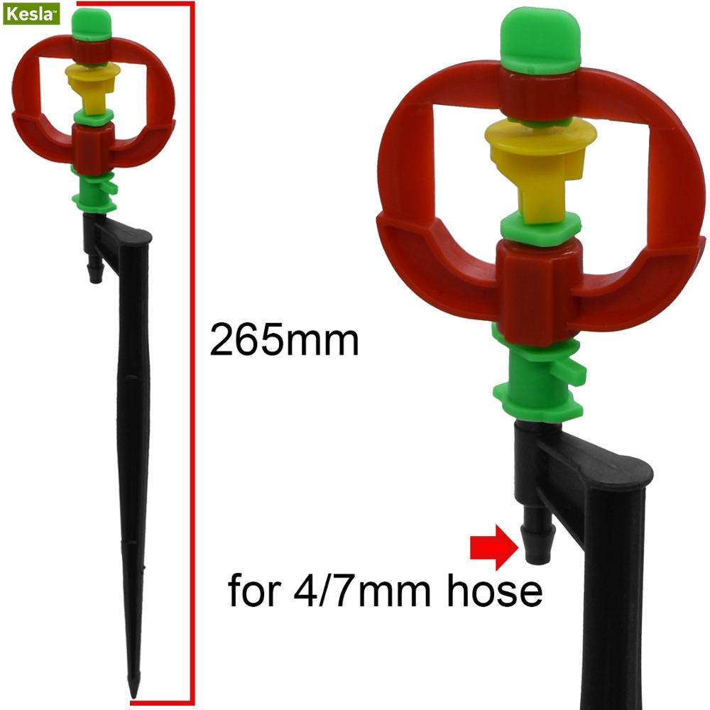 KESLA 5PCS Micro Rotating Sprinkler 360 Degree Spinning Spayer w/ Stake Garden Dirp Irrigation 4/7mm 1/4'' hose Watering Nozzle