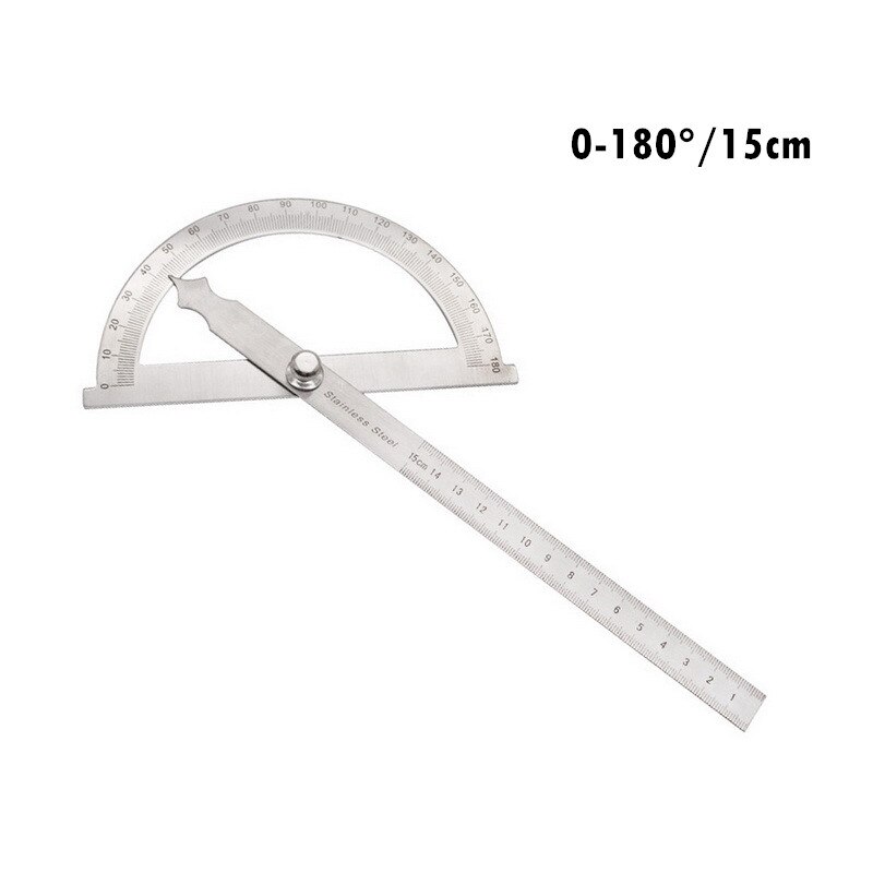 14.5/15cm 180 Degree Adjustable Protractor Multifunction Stainless Steel Roundhead Ruler Mathematics Measuring Tool: Red
