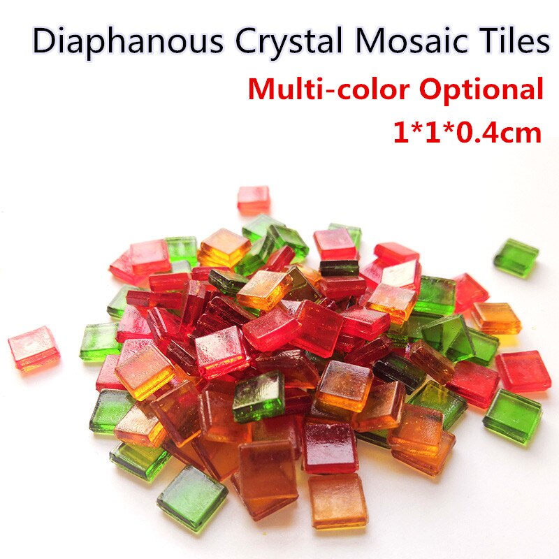 Carreaux de mosaïque en cristal diaphanes multicolores, carrés translucides, matériel de bricolage pour enfants, 100 pièces