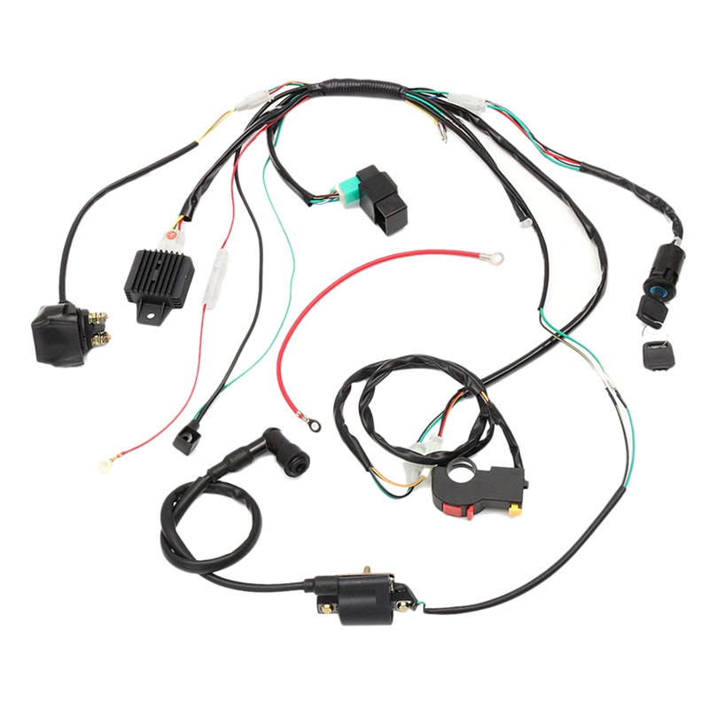 Cdi ledningsnät spole elmotor start ledningsnät kit för 50cc 70cc 90cc 110cc 125cc fyrhjuling atv smuts cykel