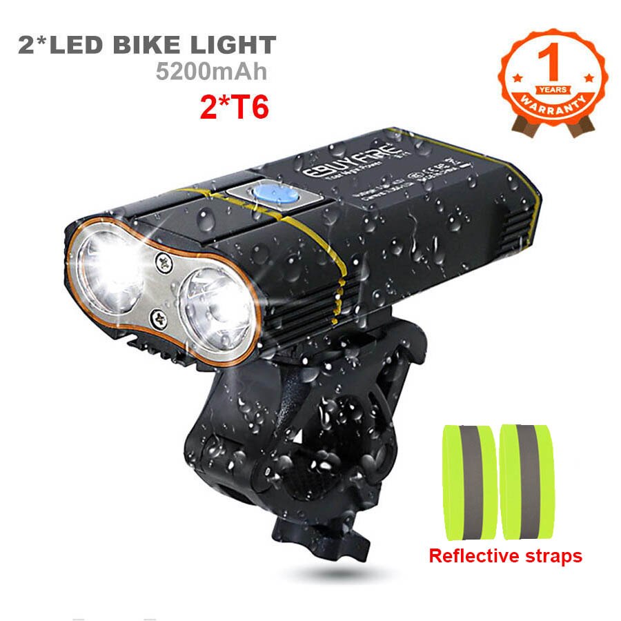 6000LM Bicycle Light 2x XML-L2 LED Bike Light With USB Rechargeable Battery Cycling Front Light +Handlebar Mount: SetJ T6xLeggings