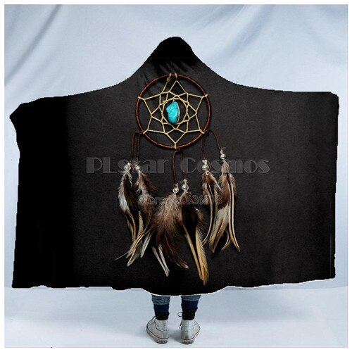 Plstar cosmos karhu toteemi/intialainen hupullinen peitto 3d kokoprintti puettava peitto aikuiset miehet naiset tyyli -9: Vihreä / Lapsi 130( h )150( v)