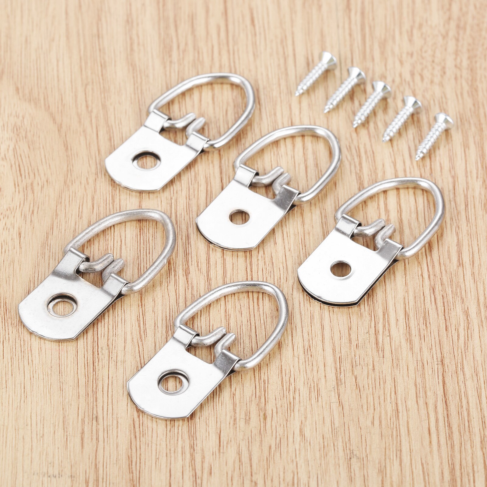 5/20sets Triangle D Ring Hangers Photo Frame Hooks Picture Wall Holder w/screws Alloy 30-60mm Antique Bronze/Red Copper/Sliver: D 5pcs Silver 45x17