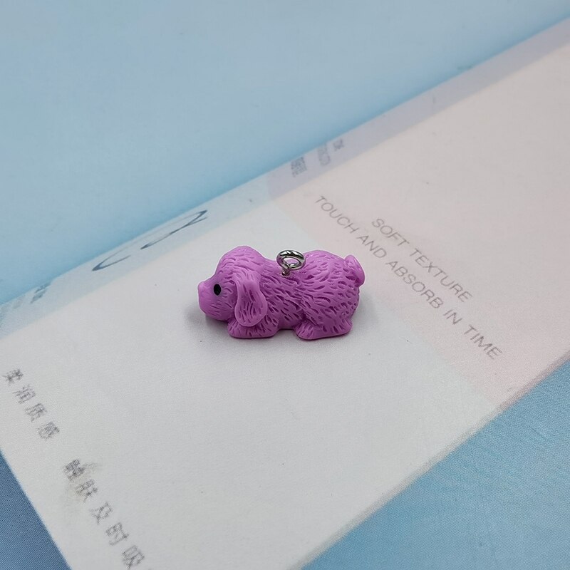 10Pcs Mooie Puppy Hond Pekinees Charms Leuke Dier Hars Hangers Charm Diy Oorbel Armband Sieraden Maken Accessoires C620: purple