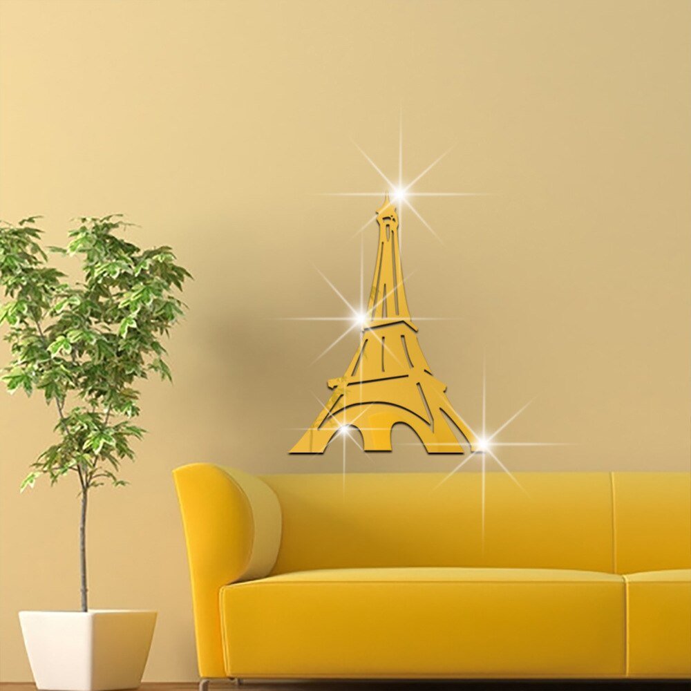 Acryl spiegel diy kunst muurdecoratie stickers woonkamer decor grote 3d toren diy muurschildering achtergrond moderne kantoordecoratie cms 08