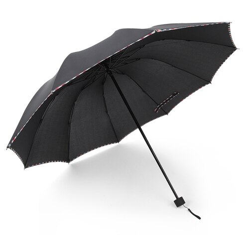 Grote paraplu 3 opvouwbare paraplu Regen Paraplu Mannen 10 k Sterke Winddicht custom reclame parasol: Black
