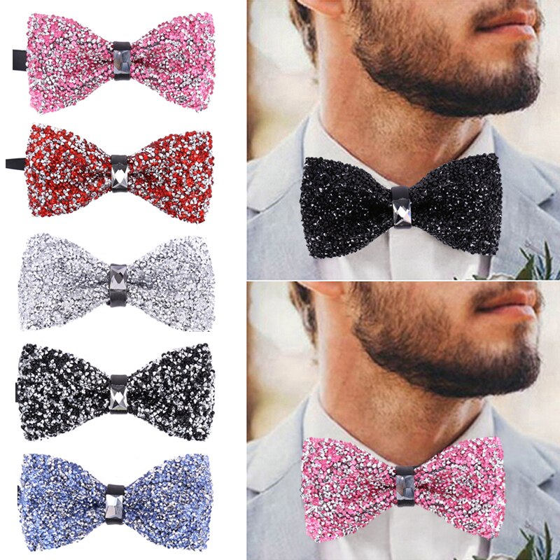 Pajarita de diamantes para hombre, lazo con cuello de cristal brillante, lazo de lujo para boda, banquete, , nudo de mariposa ostentoso, corbatas de novio