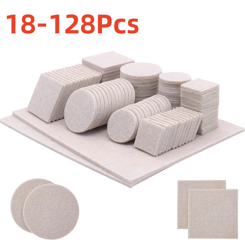 Coussinets de pieds de chaise en feutre épais de 5mm, auto-adhésifs pour meubles muets, joint Anti-collision antidérapant, tapis de protection de sol en bois, 128 à 18 pièces
