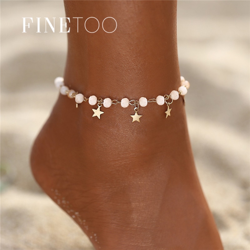 Bohemian Gold Kleur Ster Enkelbanden Voor Vrouw Vintage Handgemaakte Kwastje Kralen Enkelband Enkelband Been Voet Armband Strand Sieraden